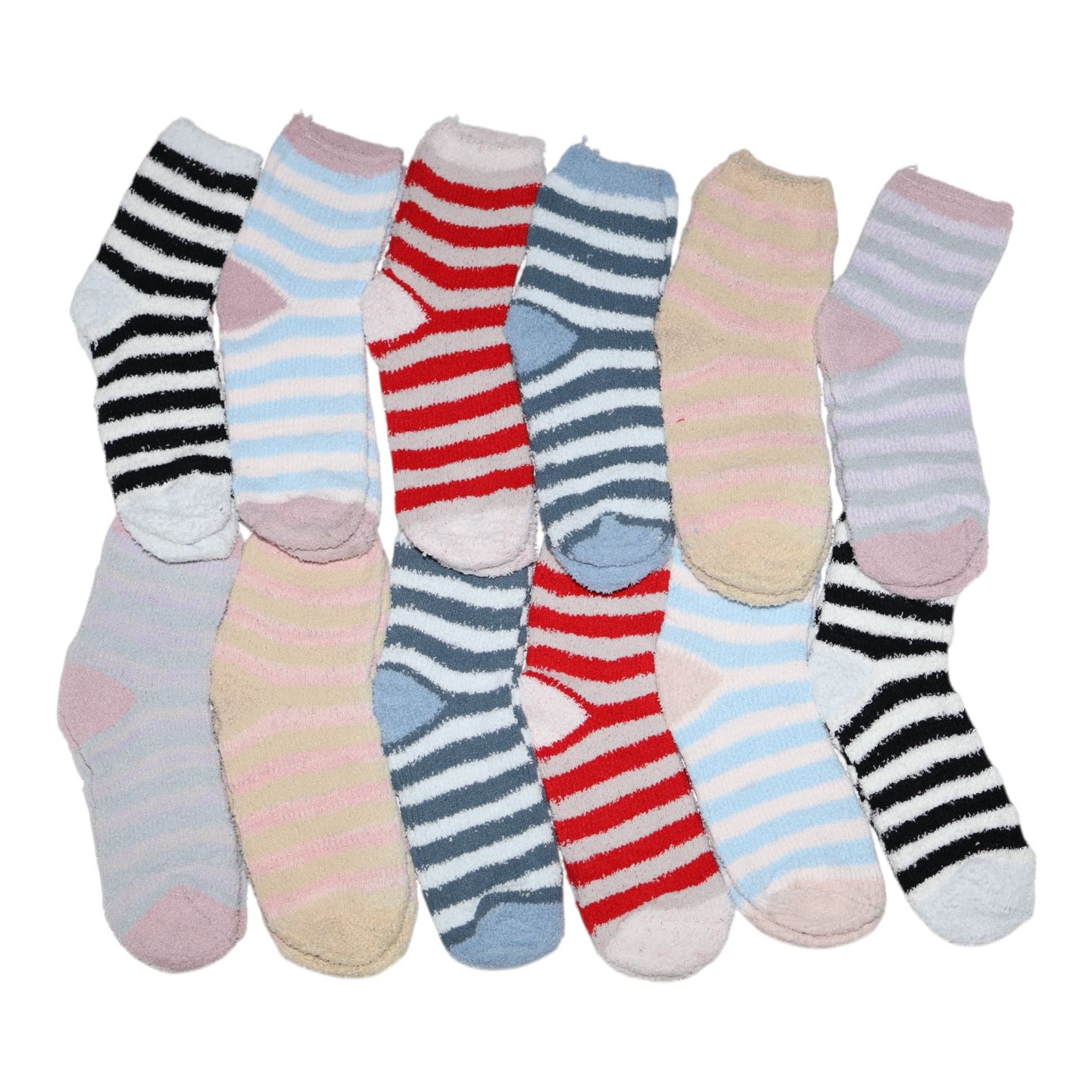 Medias de Peluche Rayadas PAQ X12