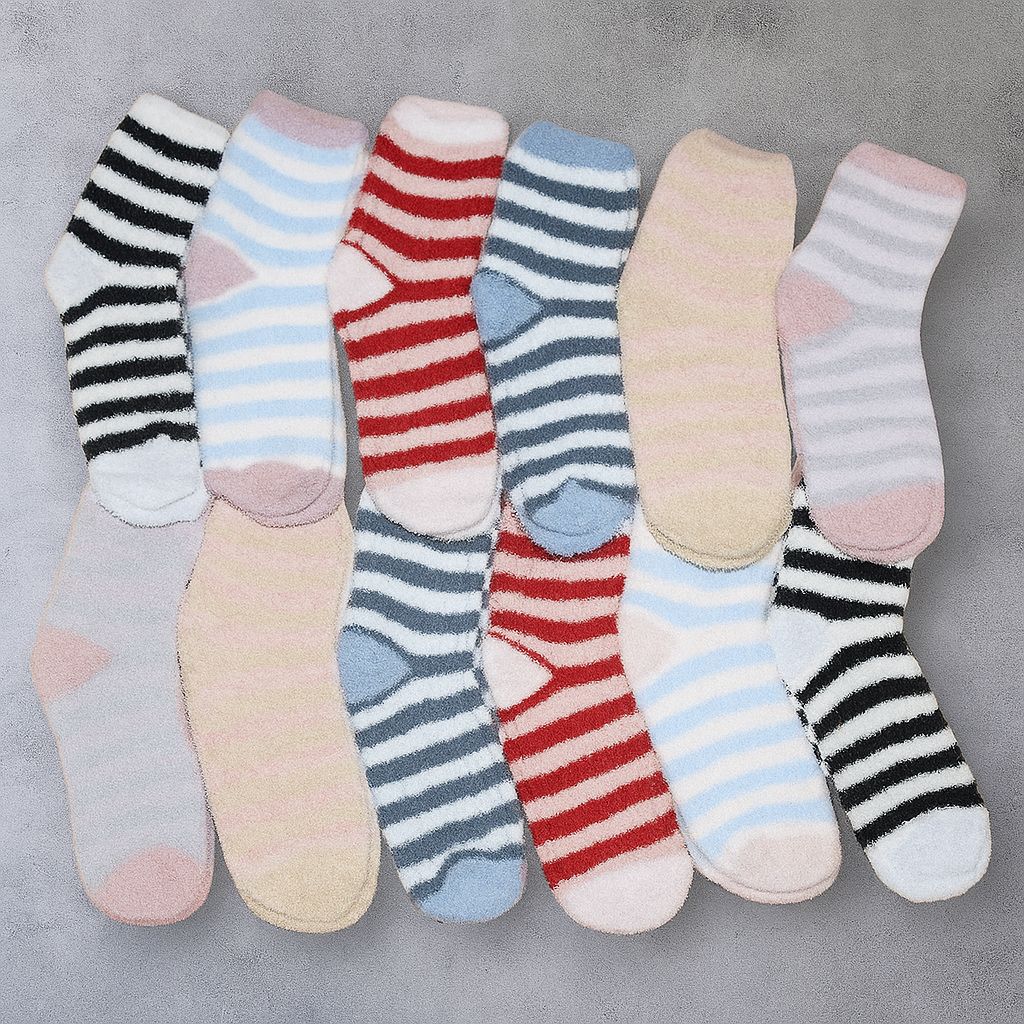 Medias de Peluche Rayadas PAQ X12